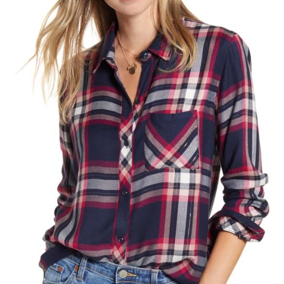 Rails Hunter Plaid Fuchsia Pink Button Up S - Picture 4 of 11